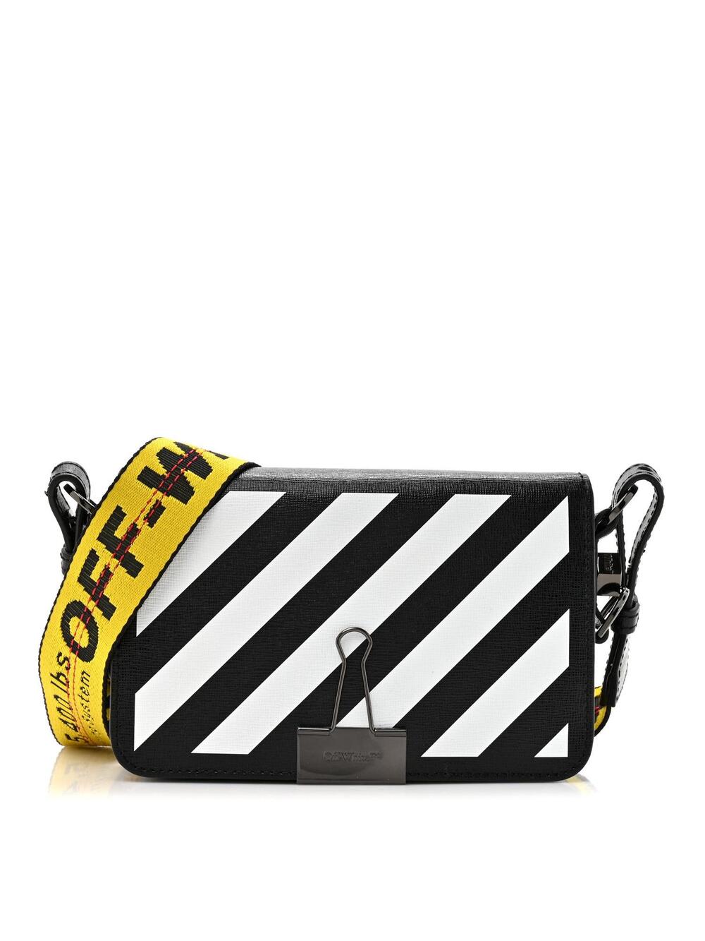 Off-White Saffiano Striped Mini Diag #374039O47B